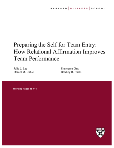 Preparing the Self for Team Entry: How Relational Affirmation Improves Team Performance