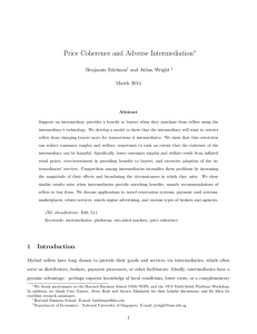 Price Coherence and Adverse Intermediation ∗ Benjamin Edelman and Julian Wright