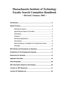Massachusetts Institute of Technology Faculty Search Committee Handbook —Revised 3 January 2002—