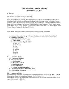 Mortar Board Chapter Meeting September 13, 2012