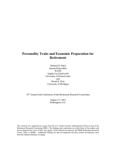 Personality Traits and Economic Preparation for Retirement