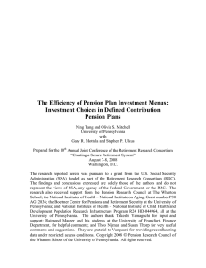 The Efficiency of Pension Plan Investment Menus: Pension Plans