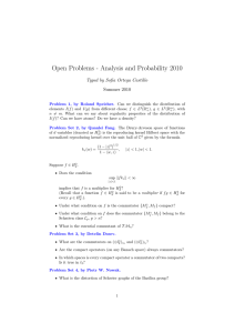 Open Problems - Analysis and Probability 2010 Summer 2010