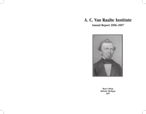 A. C. Van Raalte Institute Annual Report 2006-2007 1 Hope College