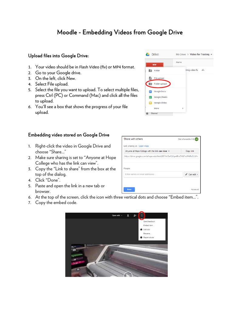 Moodle Embedding Videos From Google Drive