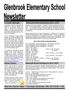Principal’s Message: Glenbrook School Organization 2013—2014: June 2013