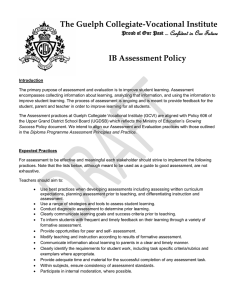 The Guelph Collegiate-Vocational Institute IB Assessment Policy Confident in Our Future