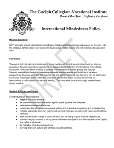 The Guelph Collegiate-Vocational Institute International Mindedness Policy Confident in Our Future