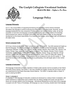 The Guelph Collegiate-Vocational Institute Language Policy Confident in Our Future