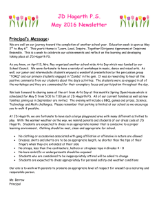 JD Hogarth P.S.  May 2016 Newsletter Principal’s Message: