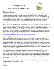 JD Hogarth P.S. March 2016 Newsletter Principal’s Message
