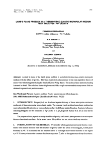 MICROPOLAR THE LAMB’S PLANE PROBLEM IN A THERMO-VISCO-ELASTIC