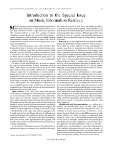 M Introduction to the Special Issue on Music Information Retrieval