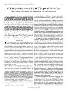 Autoregressive Modeling of Temporal Envelopes , Student Member, IEEE