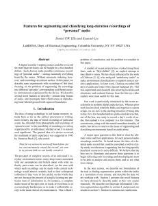 Features for segmenting and classifying long-duration recordings of “personal” audio