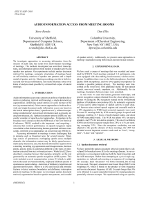 AUDIO INFORMATION ACCESS FROM MEETING ROOMS Steve Renals Dan Ellis University of Sheffield,