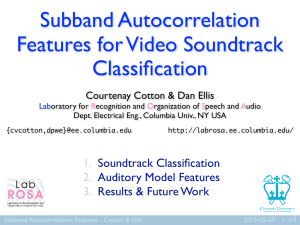 Subband Autocorrelation Features for Video Soundtrack Classification 1.