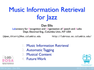 Music Information Retrieval for Jazz 1. 2.