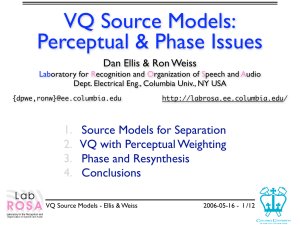 VQ Source Models: Perceptual &amp; Phase Issues 1. 2.