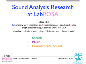 Sound Analysis Research at Lab ROSA 1.