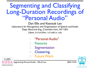 Segmenting and Classifying Long-Duration Recordings of “Personal Audio” Dan Ellis and Keansub Lee