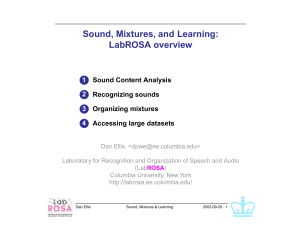 Sound, Mixtures, and Learning: LabROSA overview Sound Content Analysis