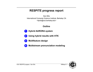 RESPITE progress report