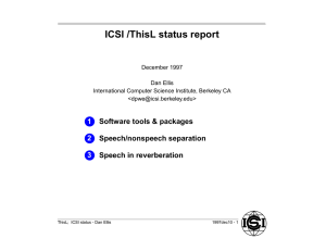 ICSI /ThisL status report