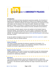 In order to promote the finest educational experience possible, the... Delaware has established high standards of conduct for its students... Introduction