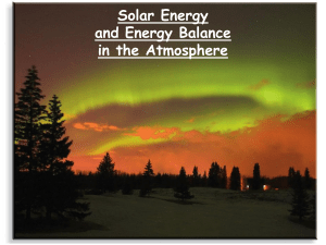 Solar Energy and Energy Balance in the Atmosphere