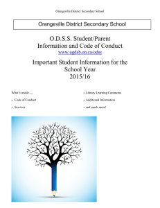 O.D.S.S. Student/Parent Information and Code of Conduct Important Student Information for the
