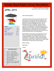 APRIL 2015 Paisley Road Public School Newsletter
