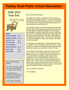 Paisley Road Public School Newsletter JUNE 2014 Year End