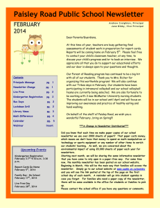 Paisley Road Public School Newsletter FEBRUARY 2014