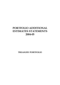 PORTFOLIO ADDITIONAL ESTIMATES STATEMENTS 2004-05 TREASURY PORTFOLIO