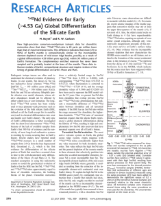Nd Evidence for Early 94.53 Ga) Global Differentiation ( of the Silicate Earth