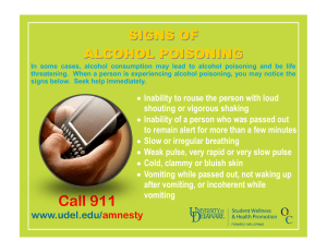 SIGNS OF  ALCOHOL POISONING
