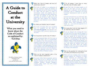 What’s  the  Code  of  Conduct ... If  I’m  off  campus,  I ... need to know about it?