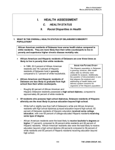 I. HEALTH ASSESSMENT C. HEALTH STATUS