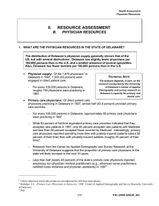 II. RESOURCE ASSESSMENT B. PHYSICIAN RESOURCES