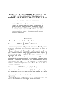 PERMANENT V. DETERMINANT: AN EXPONENTIAL LOWER BOUND ASSUMING SYMMETRY AND A