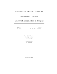 On Total Domination in Graphs University of Houston - Downtown Author: