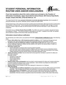 STUDENT PERSONAL INFORMATION ROUTINE USES AND/OR DISCLOSURES