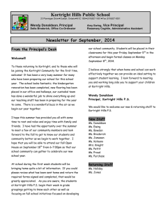 Kortright Hills Public School Newsletter for September, 2014 From the Principal’s Desk