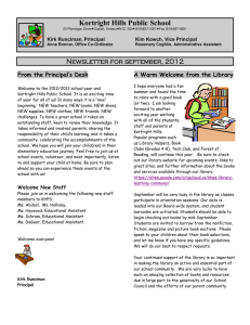 Kortright Hills Public School Newsletter for september, 2012 From the Principal’s Desk