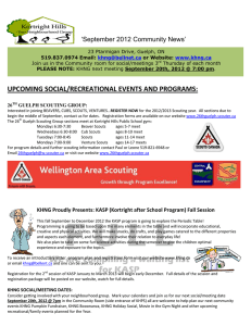 UPCOMING SOCIAL/RECREATIONAL EVENTS AND PROGRAMS:  ‘September 2012 Community News’