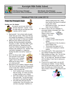 Kortright Hills Public School Newsletter for June 2012 From the Principal’s Desk