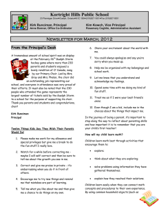 Kortright Hills Public School Newsletter for March, 2012 From the Principal’s Desk