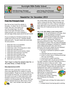 Kortright Hills Public School Newsletter for December,2013 From the Principal’s Desk