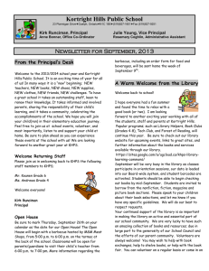 Kortright Hills Public School Newsletter for September, 2013 From the Principal’s Desk